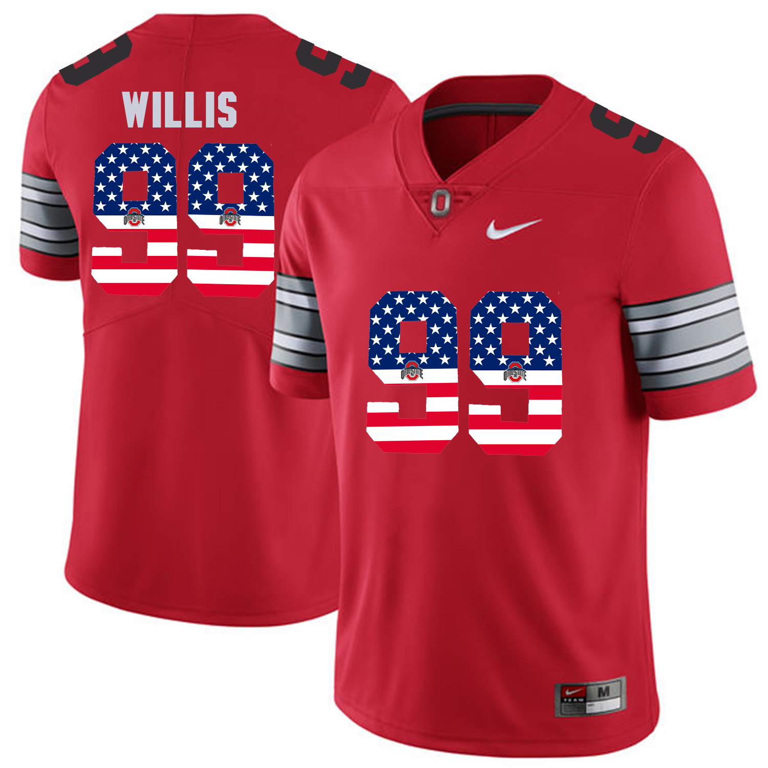 Men Ohio State 99 Willis Red Flag Customized NCAA Jerseys